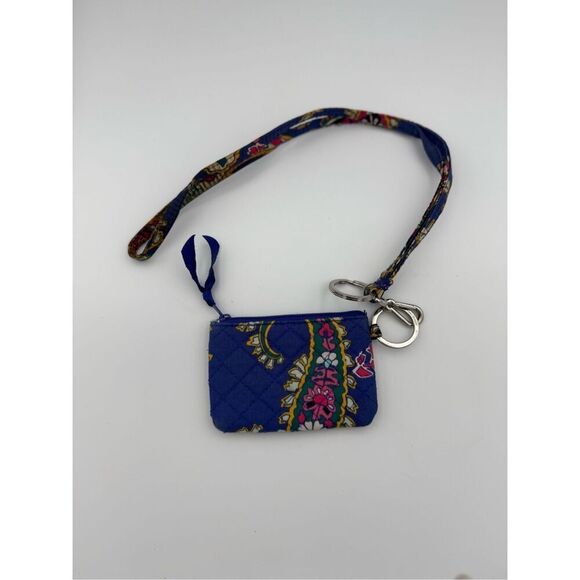 Vera Bradley Womens Blue Romantic Paisley ID Card Holder & Lanyard - Picture 1 of 5